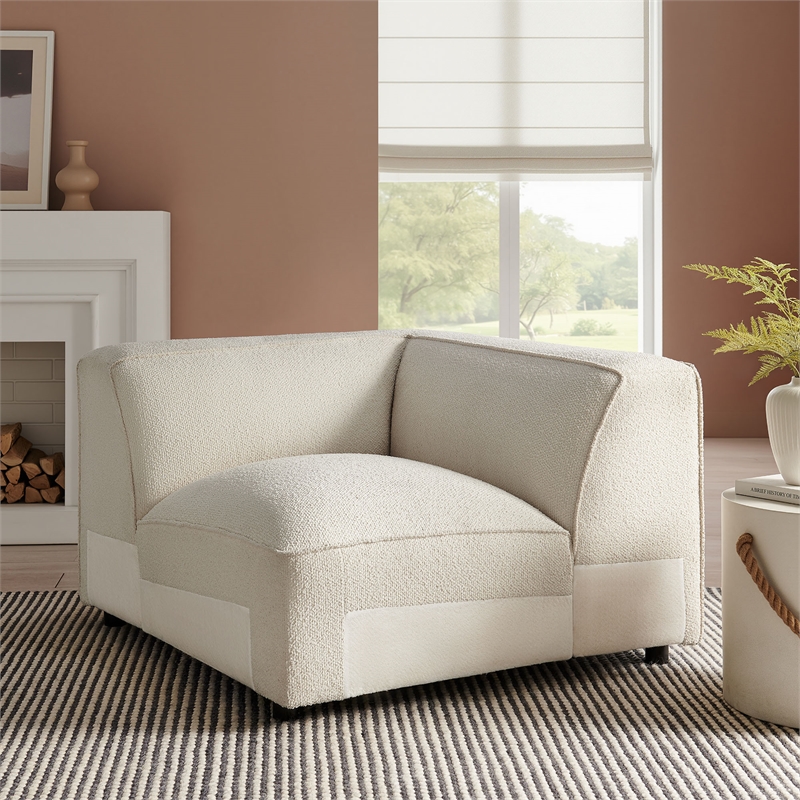 Auren Lattice Boucle Corner Chair with Pocket Spring Seat in Cream