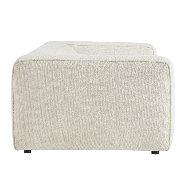 Auren 88 Inch Lattice Boucle Sofa with Pocket Spring Seat in Cream