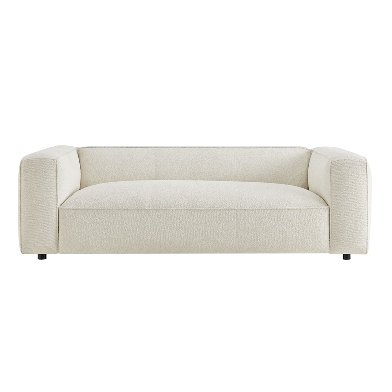 Auren 88 Inch Lattice Boucle Sofa with Pocket Spring Seat in Cream
