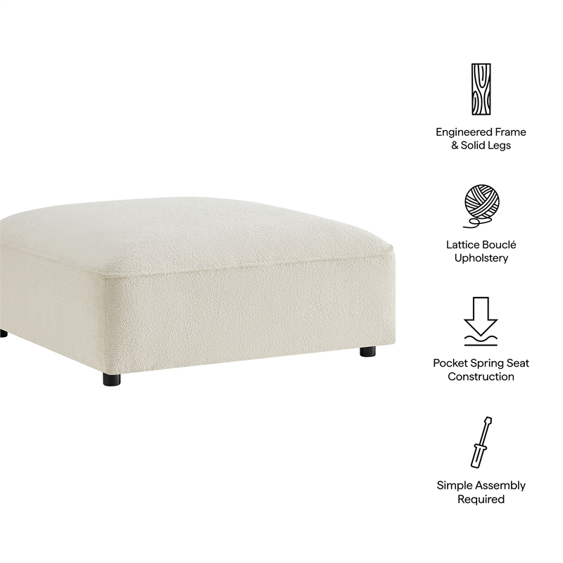 Auren Lattice Boucle Ottoman with Foam Padding in Cream