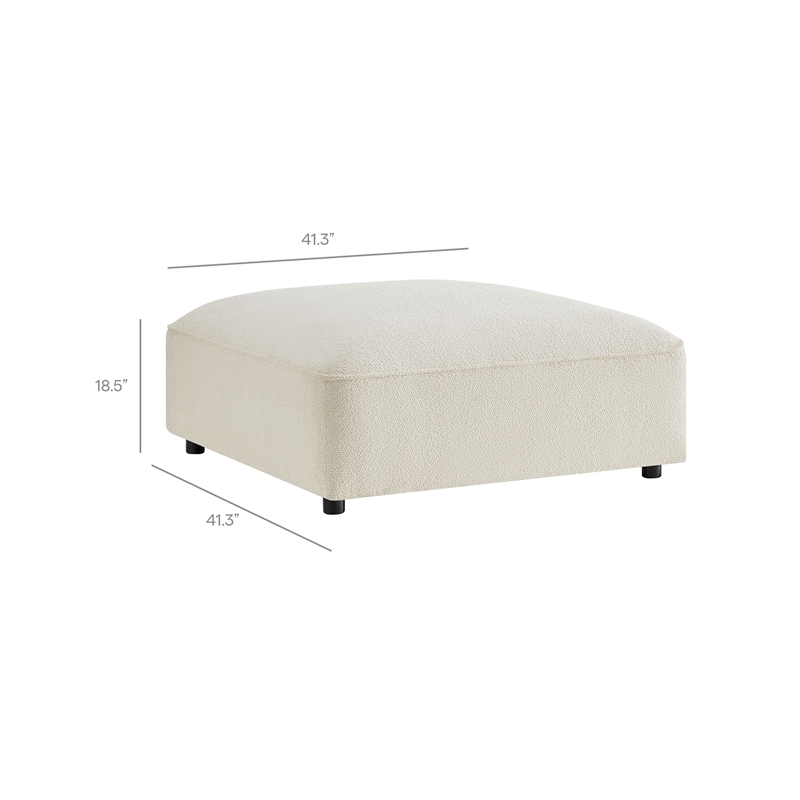 Auren Lattice Boucle Ottoman with Foam Padding in Cream
