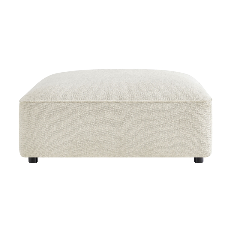 Auren Lattice Boucle Ottoman with Foam Padding in Cream