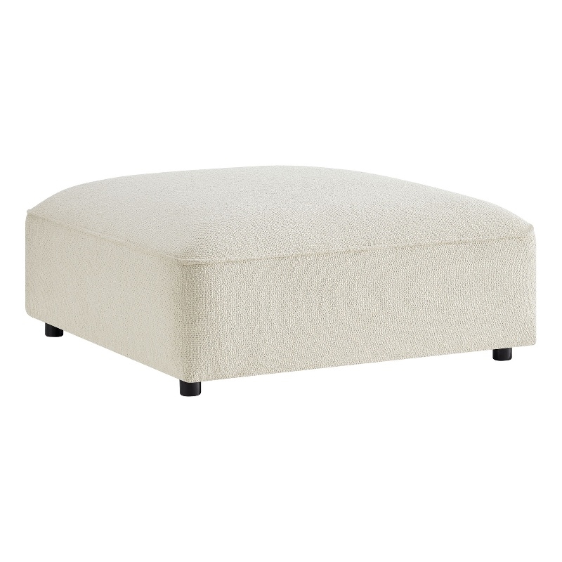 Auren Lattice Boucle Ottoman with Foam Padding in Cream