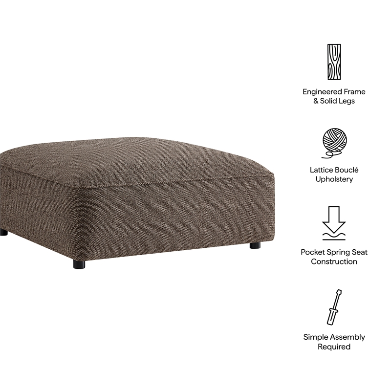 Auren Lattice Boucle Ottoman with Foam Padding in Earth
