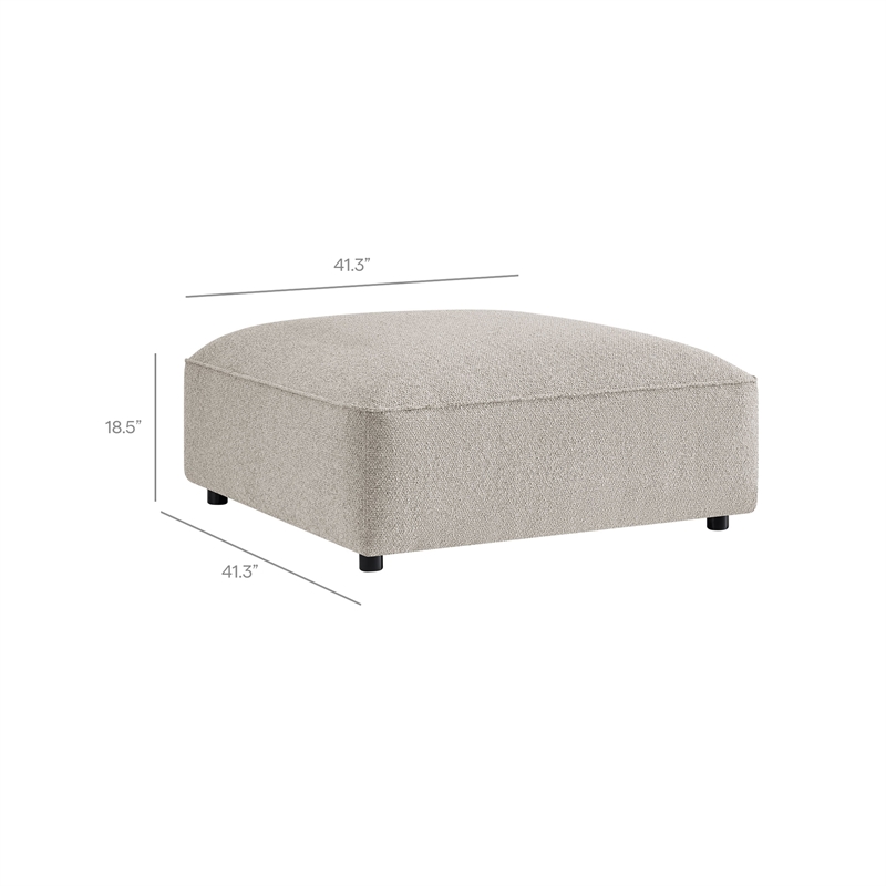 Auren Lattice Boucle Ottoman with Foam Padding in Fog