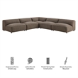Auren Lattice Boucle 5 Piece Corner Sectional in Earth
