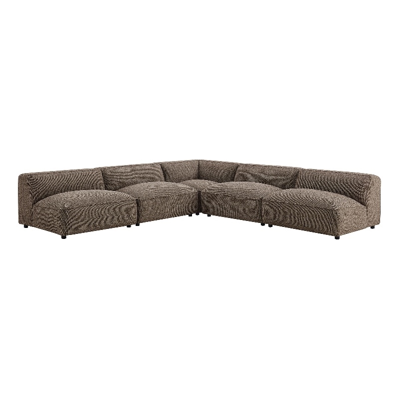 Auren Lattice Boucle 5 Piece Corner Sectional in Earth