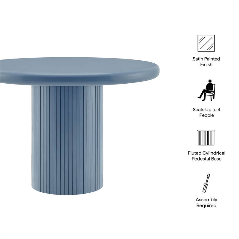 Belmonte 45 Inch Round Dining Table with Pedestal Base in Stillwater Blue