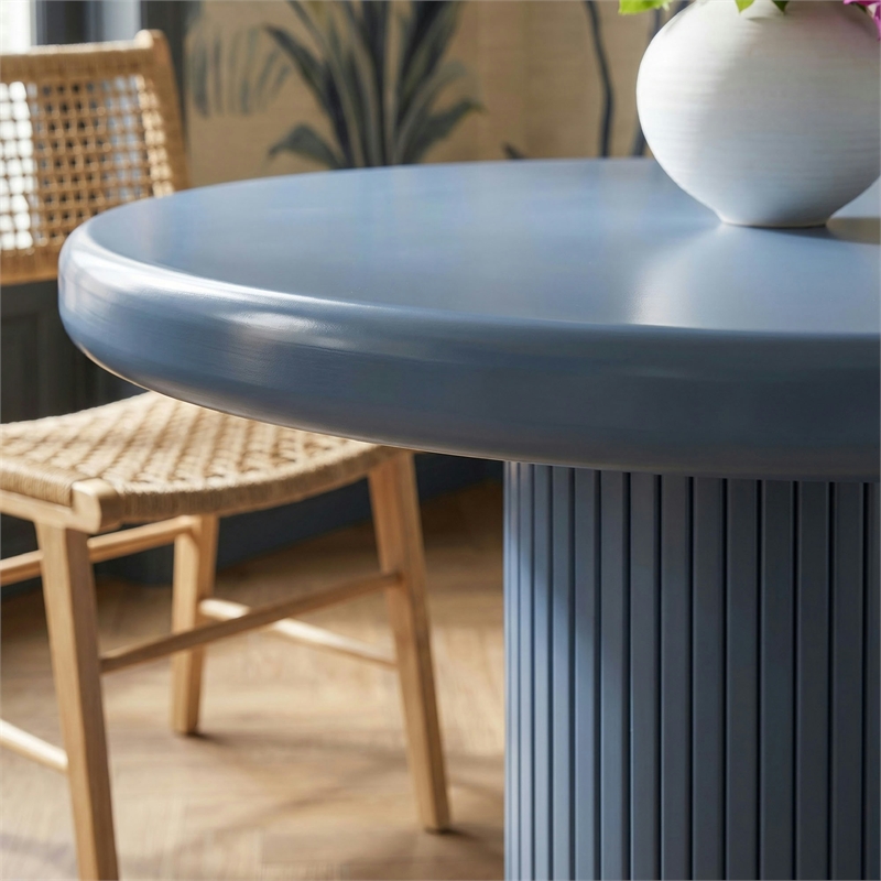 Belmonte 45 Inch Round Dining Table with Pedestal Base in Stillwater Blue