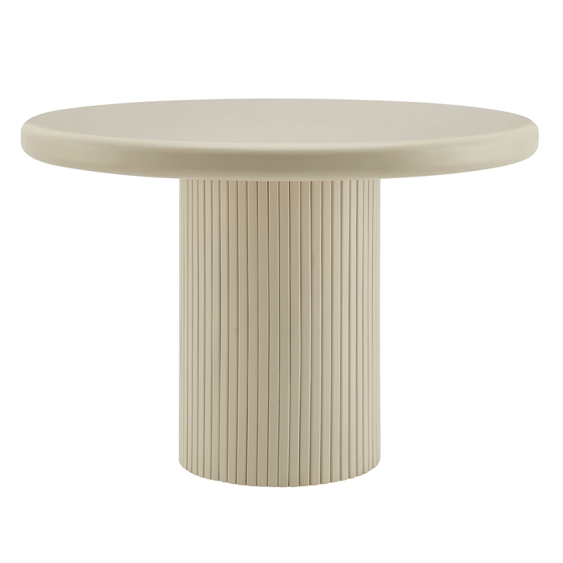 Belmonte 45 Inch Round Dining Table with Fluted Pedestal Base in Putty