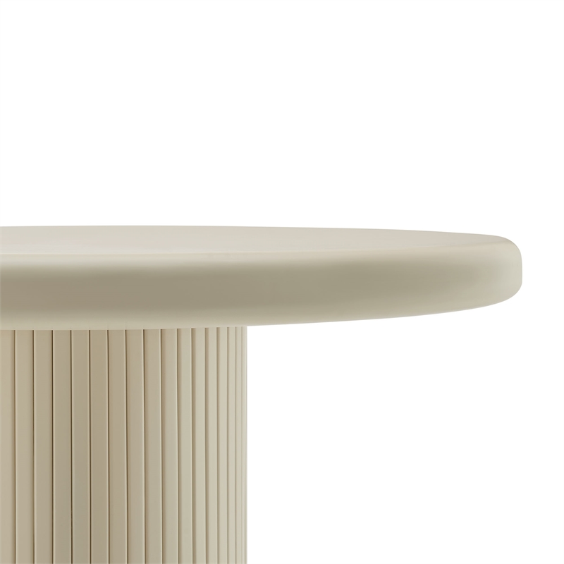 Belmonte 45 Inch Round Dining Table with Fluted Pedestal Base in Putty