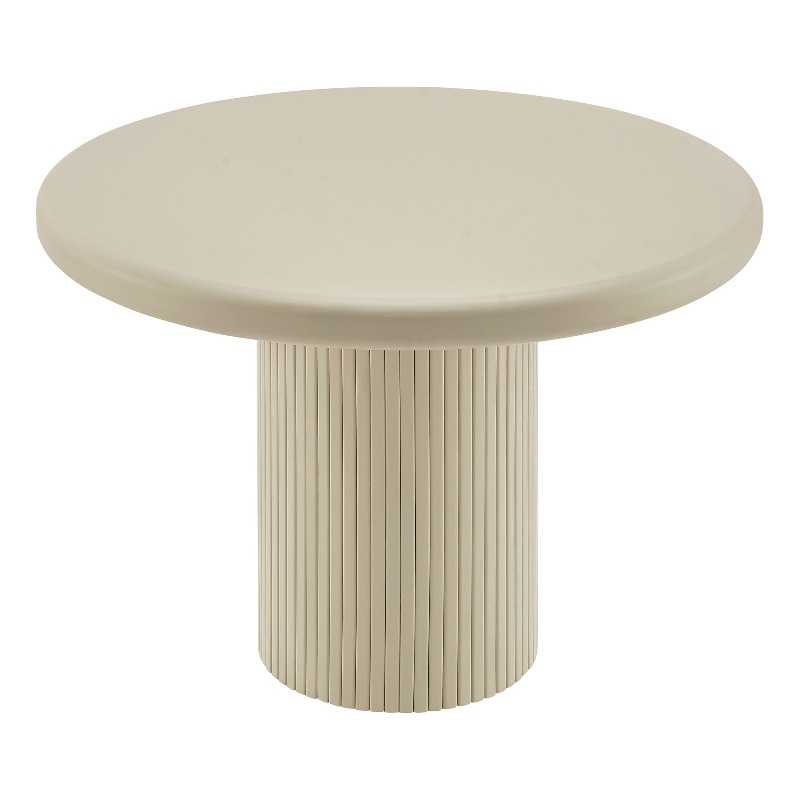 Belmonte 45 Inch Round Dining Table with Fluted Pedestal Base in Putty