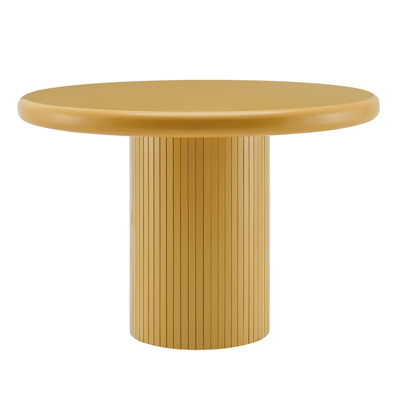 Belmonte 45 Inch Round Dining Table with Fluted Pedestal Base in Mustard