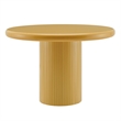 Belmonte 45 Inch Round Dining Table with Fluted Pedestal Base in Mustard