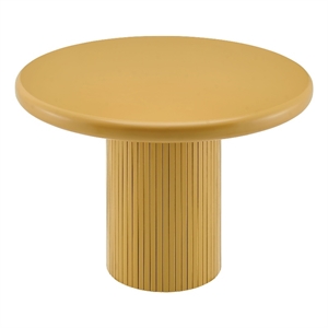 Belmonte 45 Inch Round Dining Table with Fluted Pedestal Base in Mustard