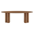 Renwick 79 Inch Oval Oak Veneer Dining Table with Pedestal Base in Walnut