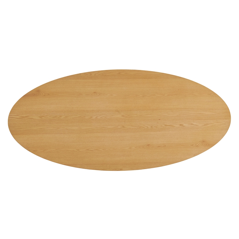 Renwick 79 Inch Oval Oak Veneer Dining Table with Pedestal Base in Oak