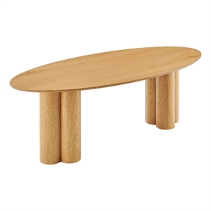 Renwick 79 Inch Oval Oak Veneer Dining Table with Pedestal Base in Oak