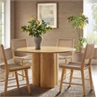 Renwick 47 Inch Round Oak Veneer Dining Table with Pedestal Base in Oak