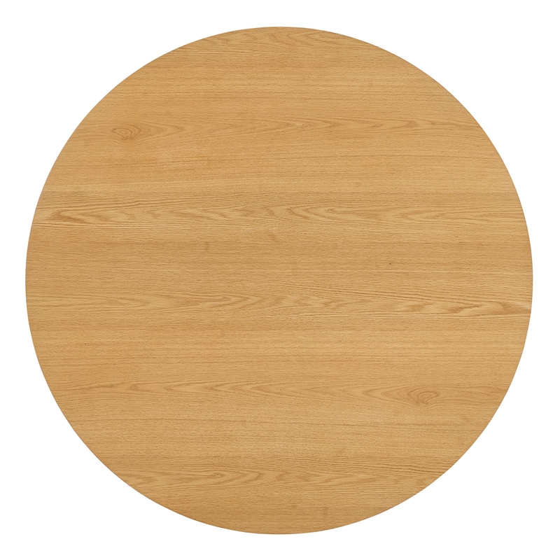 Renwick 47 Inch Round Oak Veneer Dining Table with Pedestal Base in Oak