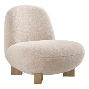 Norwood Faux Mohair Accent Chair with Wood Legs in Petal