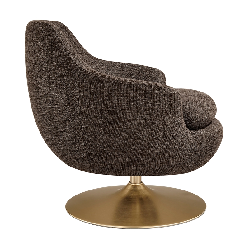 Quimby Chenille Swivel Accent Chair with Metal Base in Espresso
