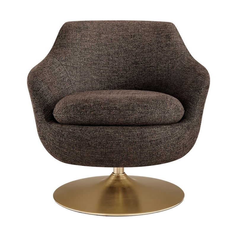 Quimby Chenille Swivel Accent Chair with Metal Base in Espresso