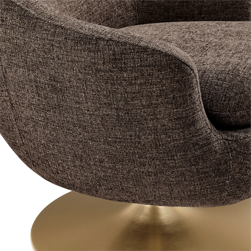 Quimby Chenille Swivel Accent Chair with Metal Base in Espresso