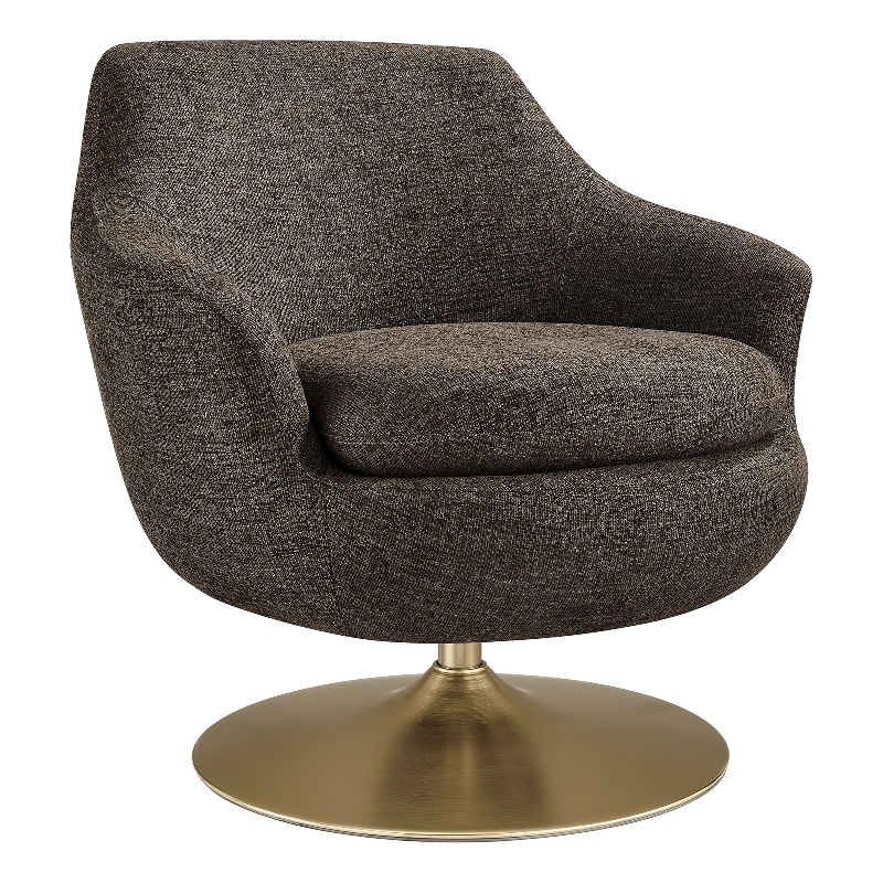 Quimby Chenille Swivel Accent Chair with Metal Base in Espresso