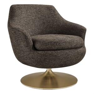 Quimby Chenille Swivel Accent Chair with Metal Base in Espresso