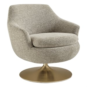 Quimby Chenille Swivel Accent Chair with Metal Base in Flaxen