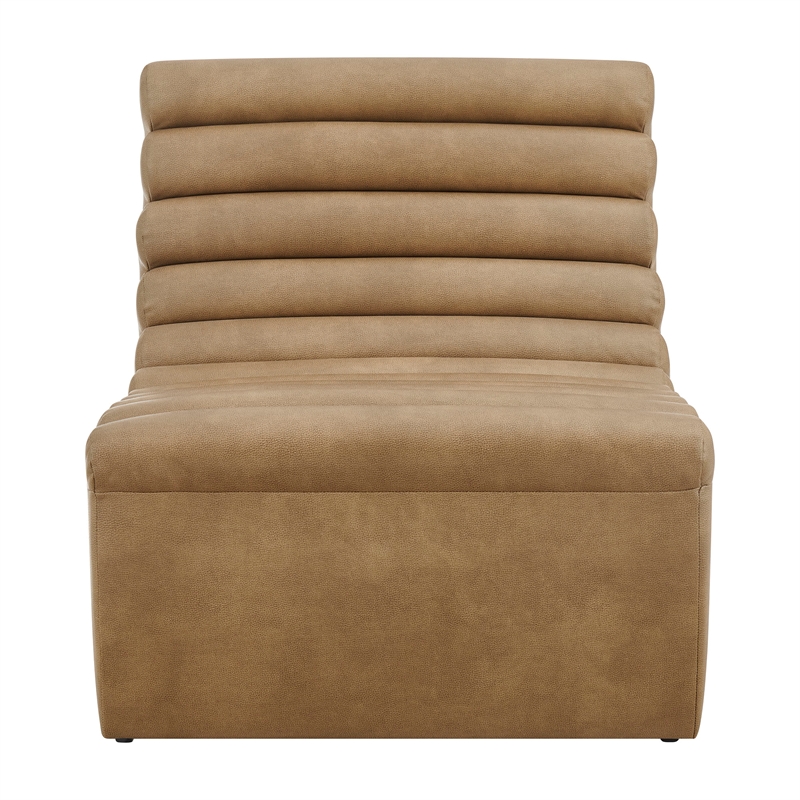 Corbin Vegan Leather Accent Chair with Channel Tufting in Toast