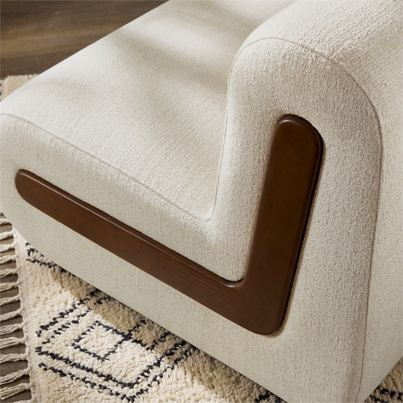 Denby Linen Blend Accent Chair with Wood Inlay in Ivory