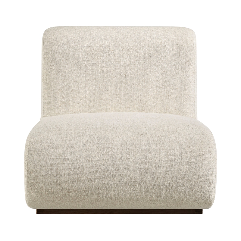 Denby Linen Blend Accent Chair with Wood Inlay in Ivory