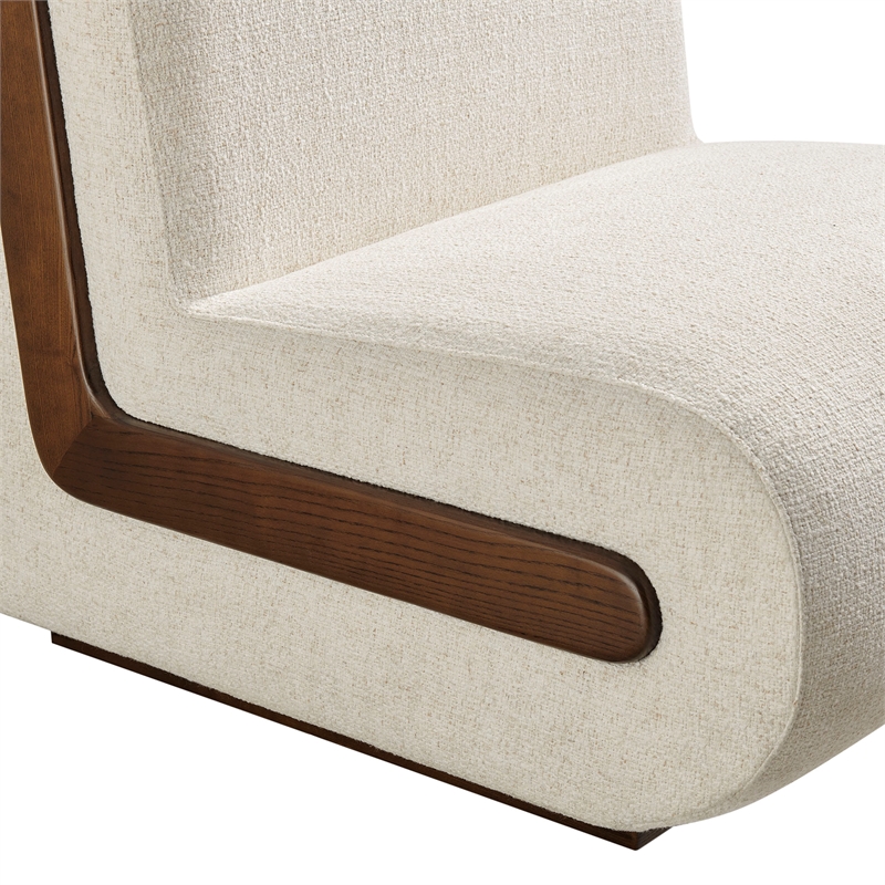 Denby Linen Blend Accent Chair with Wood Inlay in Ivory