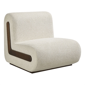 Denby Linen Blend Accent Chair with Wood Inlay in Ivory