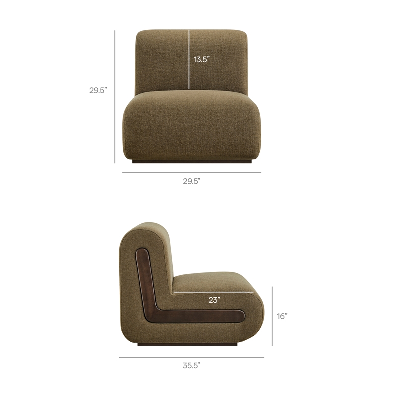 Denby Linen Blend Accent Chair with Wood Inlay in Olive