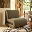 Denby Linen Blend Accent Chair with Wood Inlay in Olive