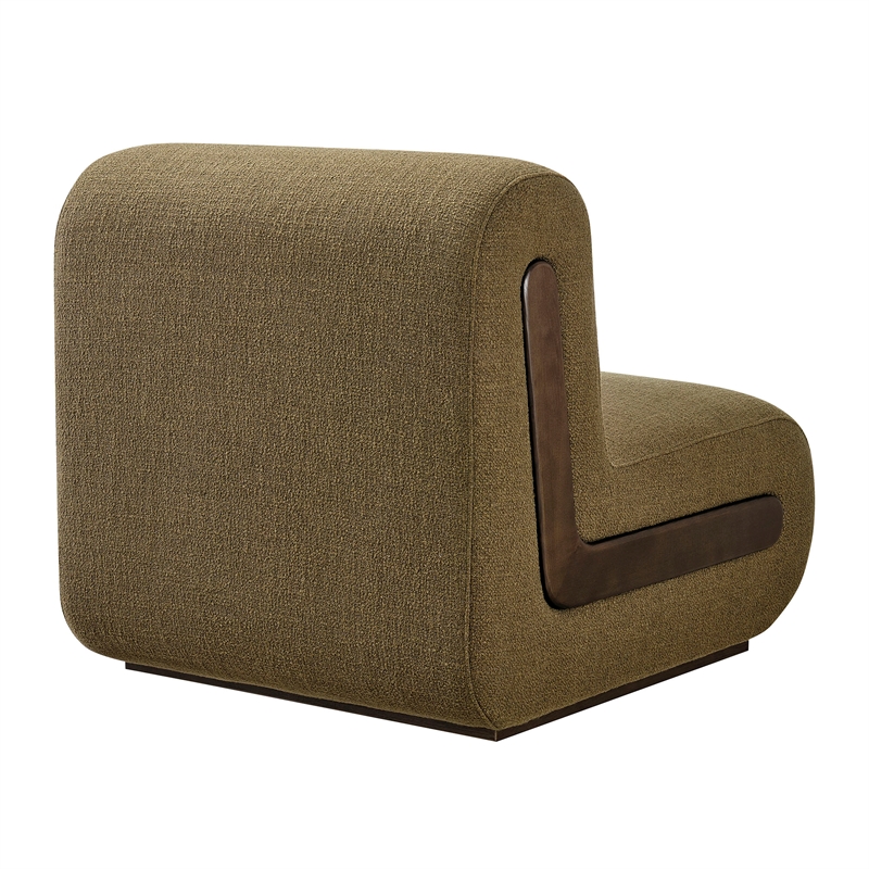 Denby Linen Blend Accent Chair with Wood Inlay in Olive