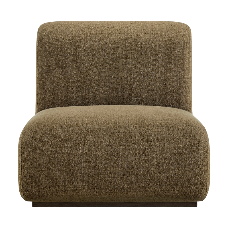Denby Linen Blend Accent Chair with Wood Inlay in Olive