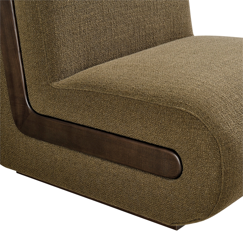 Denby Linen Blend Accent Chair with Wood Inlay in Olive