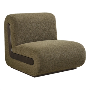 Denby Linen Blend Accent Chair with Wood Inlay in Olive