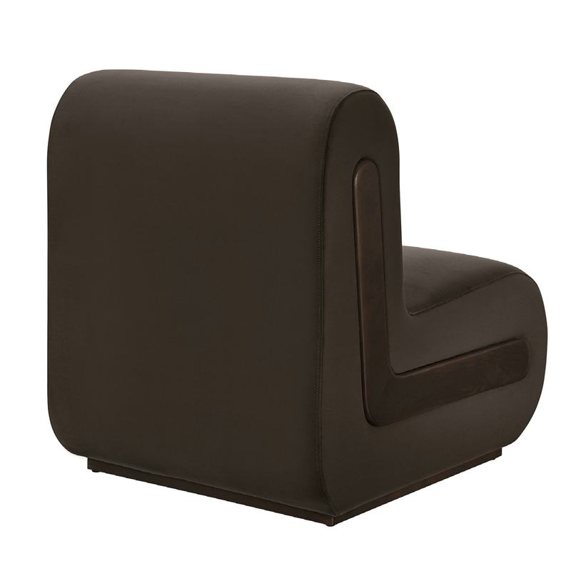 Denby Performance Velvet Accent Chair with Wood Inlay in Chocolate Brown