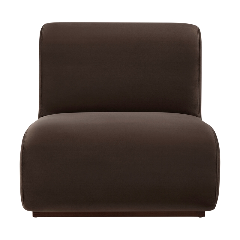 Denby Performance Velvet Accent Chair with Wood Inlay in Chocolate Brown