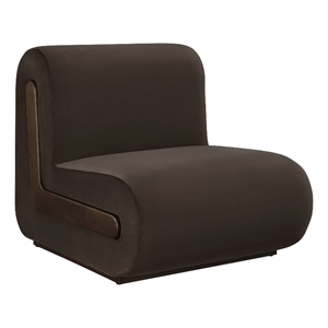 Denby Performance Velvet Accent Chair with Wood Inlay in Chocolate Brown