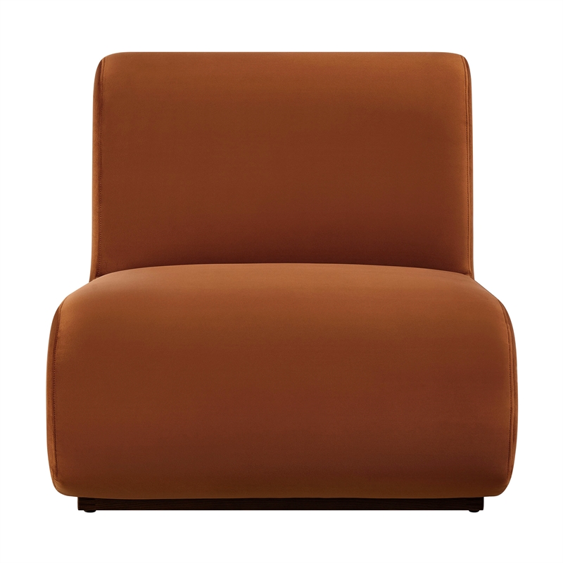 Denby Performance Velvet Accent Chair with Wood Inlay in Rust