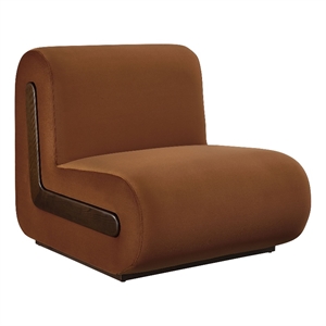Denby Performance Velvet Accent Chair with Wood Inlay in Rust