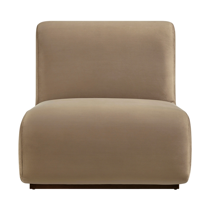 Denby Performance Velvet Accent Chair with Wood Inlay in Taupe