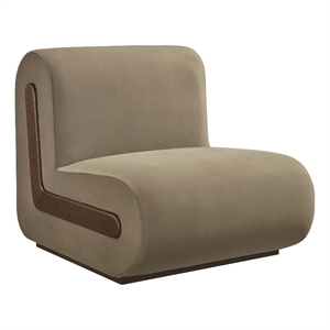 Denby Performance Velvet Accent Chair with Wood Inlay in Taupe