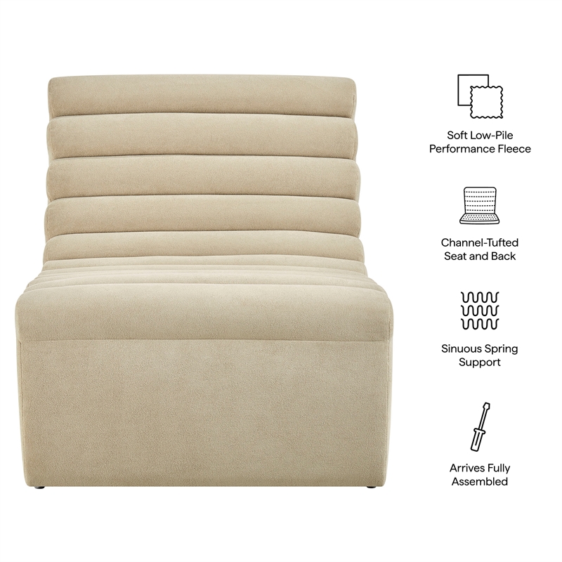 Corbin Performance Fleece Accent Chair with Channel Tufting in Bisque